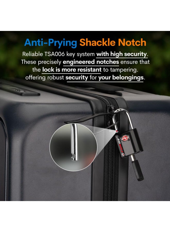 Forge Forge Small Size TSA Approved Luggage Locks: Key Locks for Travel. Ultra Secure Dimple Key Travel Locks Alloy Body Luggage Locks. Black 2 Pack.  - Image 2