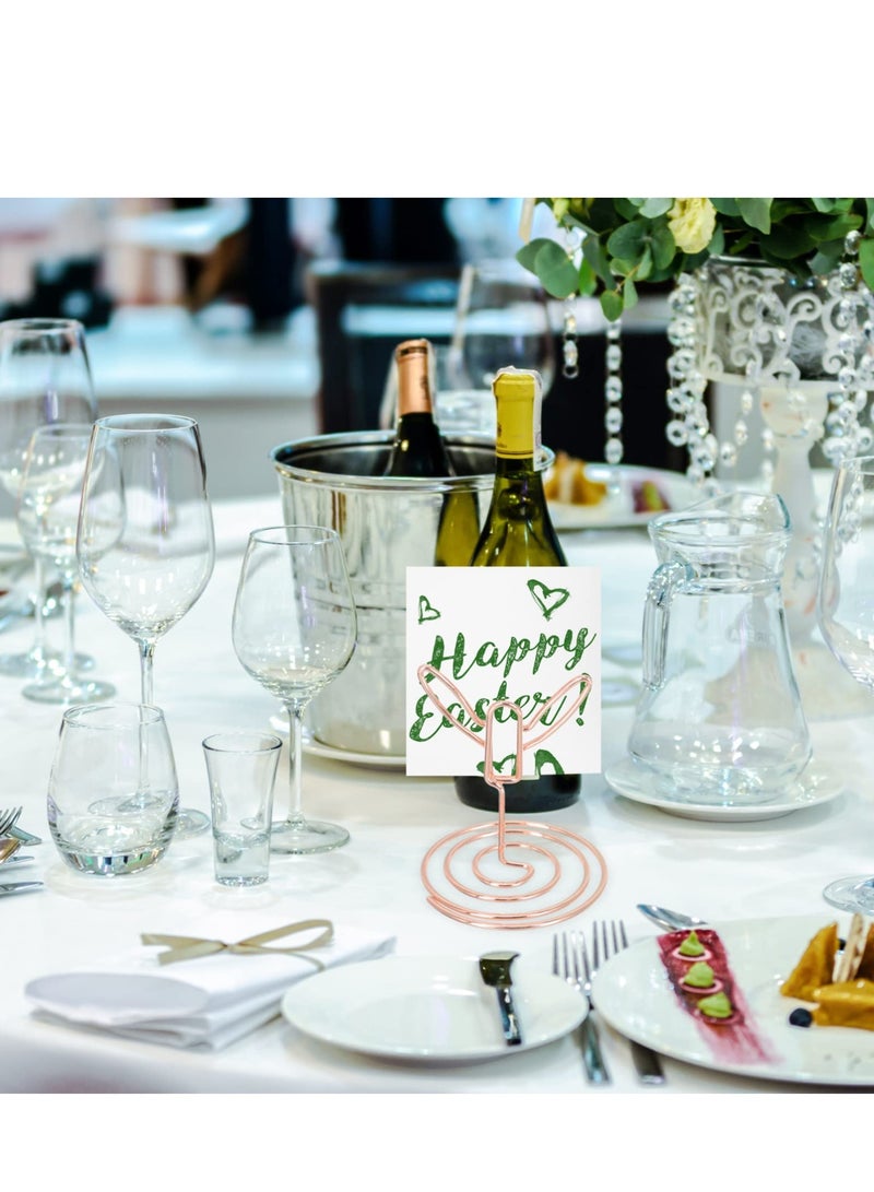 Barakah 10 Pcs Mini Place Holders Table Number Stands Tulip Flower Shape Wire Photo Holder Menu Memo Clips for Home Wedding Party Table Wedding Table Numbers, Centerpiece Table Decorations(Rose Gold) - Image 4