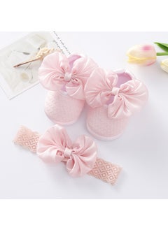 Generic 2022 new spring and autumn baby shoes hair band suit 0-1 year old baby shoes soft bottom toddler princess shoes 3-8 monthsSilky bow pink + hair band Silky bow pink + hair band 