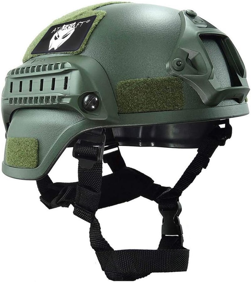 ATAIRSOFT Tactical Airsoft Paintball MICH 2000 Helmet with Side Rail & NVG Mount OD - Image 1
