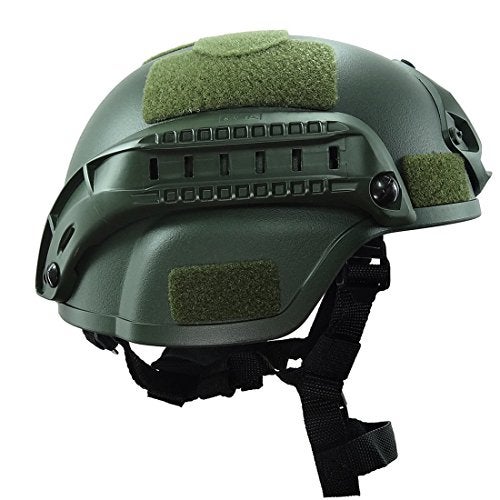 ATAIRSOFT Tactical Airsoft Paintball MICH 2000 Helmet with Side Rail & NVG Mount OD - Image 3