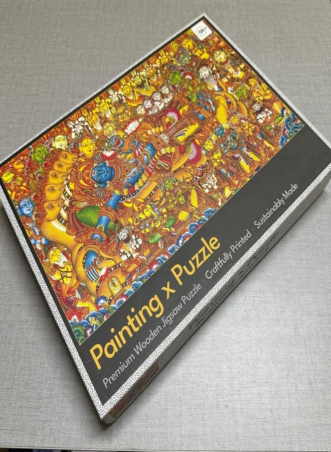 91Knots Vishnu’s Abode(वैकुण्ठ), 750 Pieces Premium Wooden Jigsaw Puzzle for Adults and Kids 12+ Years | Kerala Mural Art Gift Indian Artwork Puzzle | Gifts for Adults Teenagers - Image 5