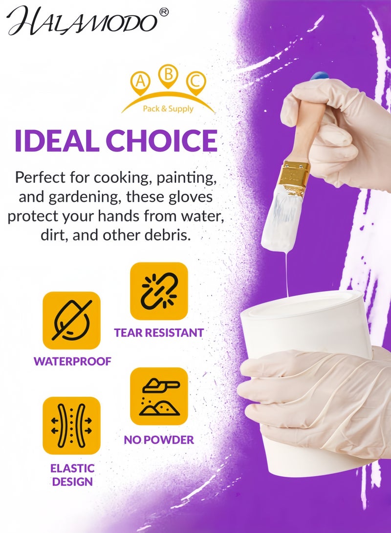 هالامودو 100 قفاز لاتكس أبيض متوسط ​​الحجم، خالي من البودرة - Image 3