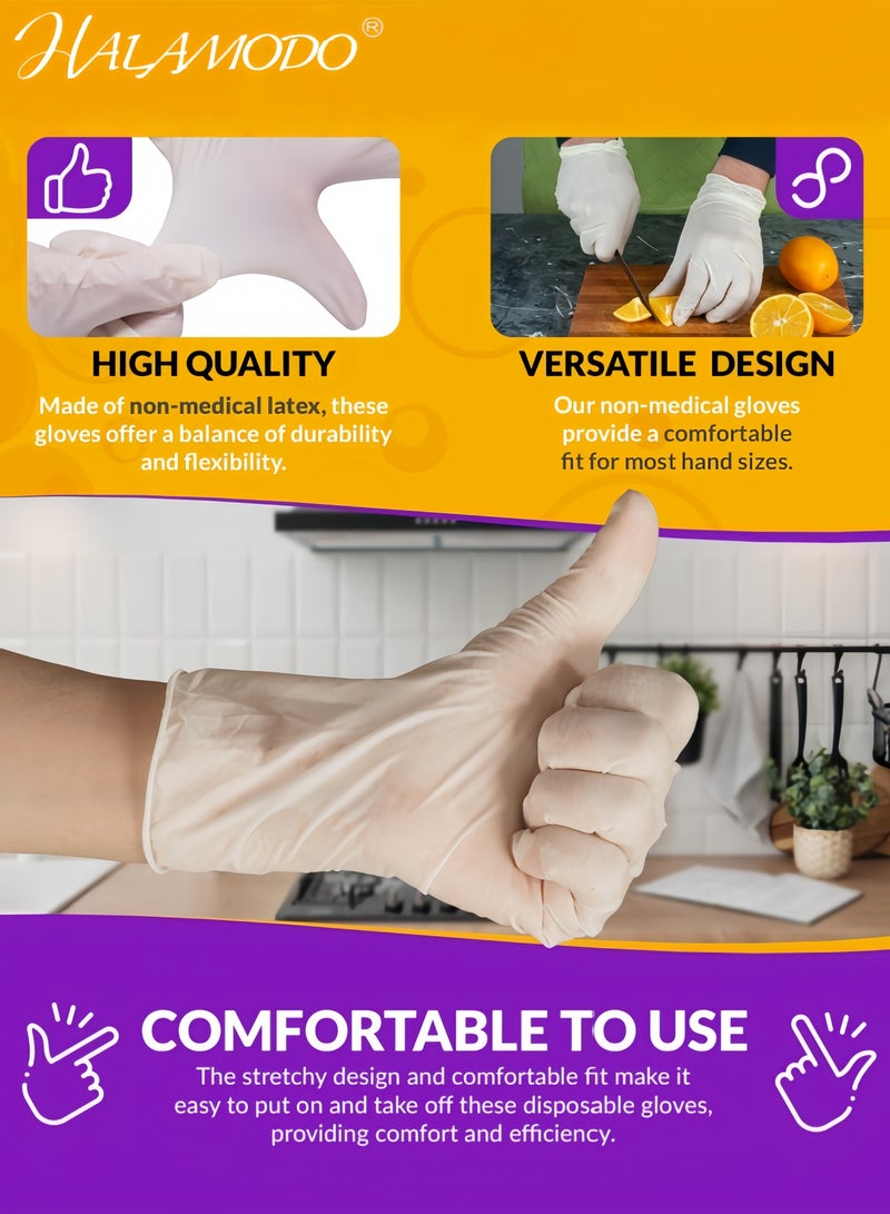 هالامودو 100 قفاز لاتكس أبيض متوسط ​​الحجم، خالي من البودرة - Image 2