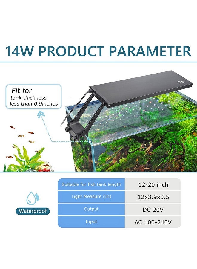 هايغر مصباح ليد لحوض السمك يعمل على مدار الساعة وطوال أيام الأسبوع، 14 وات لضوء شروق الشمس وضوء النهار وضوء القمر ووضع اصنعها بنفسك، مؤقت قابل للتعديل/إضاءة سطوع حوض السمك مع 7 ألوان لحوض السمك المزروع - Image 5
