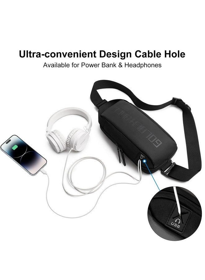 GOLDEN WOLF Small Chest Bag for Men 2.6L Compact Crossbody Bag Long Sling Bag One Compartment Design Mobile Bag with Detachable Shoulder Strap,Slim Shoulder Side Bag for Casual Daypack, Black - Image 5