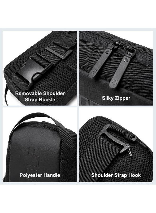 GOLDEN WOLF Small Chest Bag for Men 2.6L Compact Crossbody Bag Long Sling Bag One Compartment Design Mobile Bag with Detachable Shoulder Strap,Slim Shoulder Side Bag for Casual Daypack, Black - Image 4