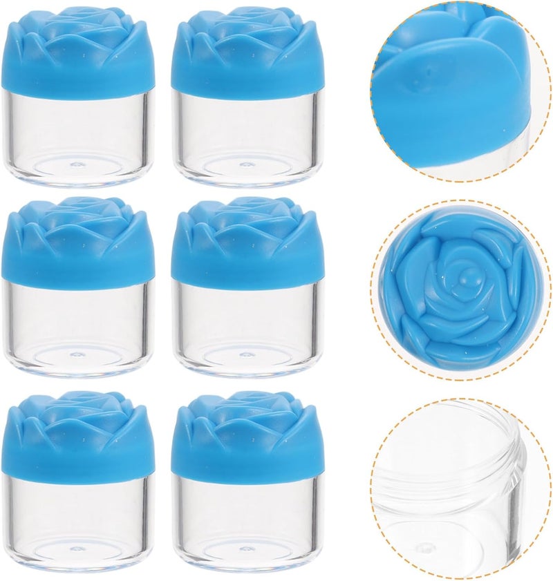 Healeved 12pcs 20g Blue Rose Flower Cap Face Cream Jars Refillable Empty Skincare Containers Travel Storage Jars for Cosmetic and Body Scrub Use - Image 1