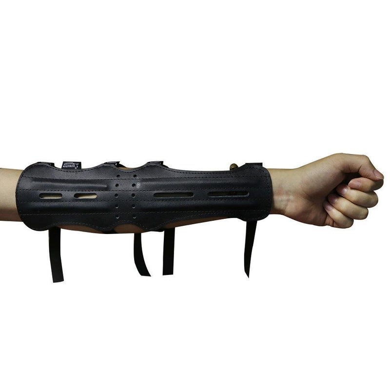 e5e10 Archery Leather Arm Guard Long 4 Straps Forearm Protective Gear Hunting Arrow Bow (1PCS) - Image 1