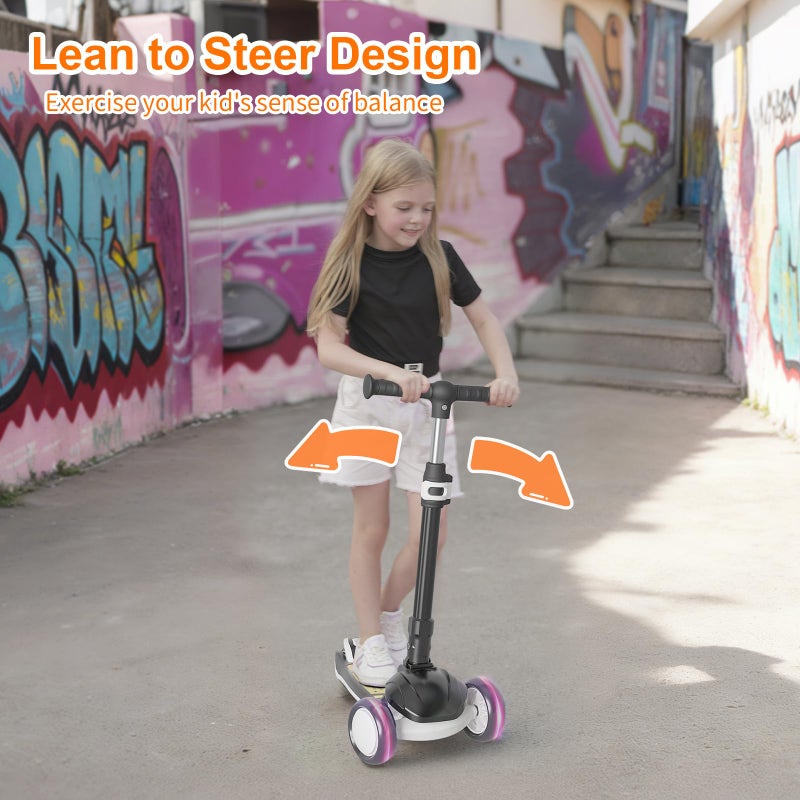 Commugo Kick Scooter for Kids 3 Wheel Capybara Gifts for Boys & Girls, Adjustable Height, Lean-to-Steer, Widen Anti-Slip Deck, Light Up Wheel Black - Image 3