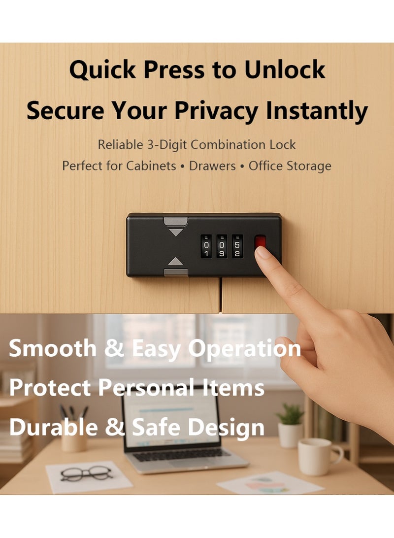 3-Digit Keyless Slide Bolt Lock with 7mm Adjustable Lock Head – No-Drill Installation, Zinc-Alloy Security Latch for Cabinets, Doors & Outdoor Gates - Image 4