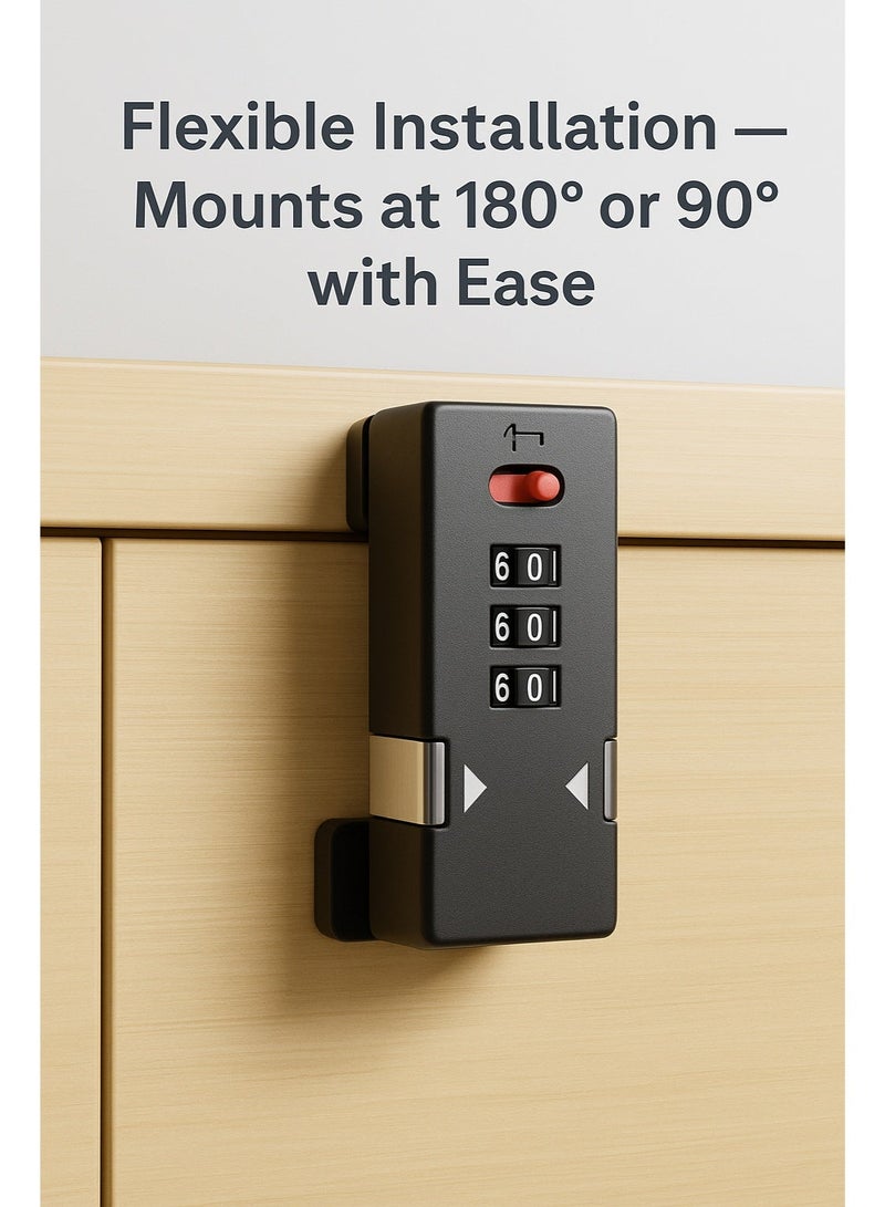 3 Digit Combination Slide Bolt Lock, Keyless Zinc Alloy Security Lock with Adjustable 7mm Lock Head for Cabinets, Doors, Drawers and Outdoor Gates - Image 2