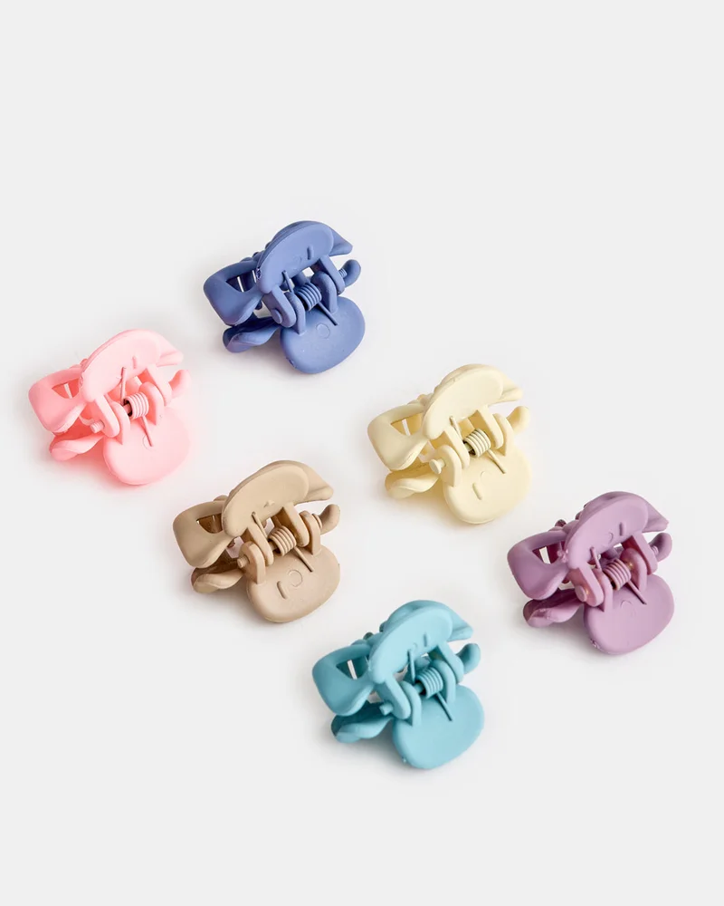 Redtag Girls Assorted Embellished Hair Claw Set (Pack of 6)