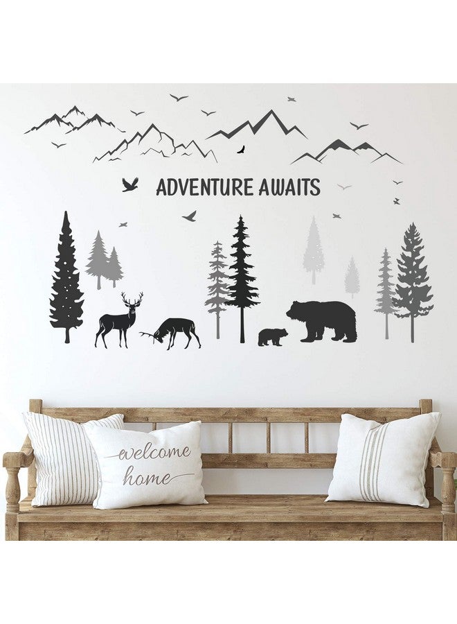 Tenare 3 Sheets Nursery Wall Decals Dreamy Forest With Pine Tree Animal Deer And Mountain Decals Inspirational Quote Wall Stickers Diy Wall Decals For Kids' Room Living Room Bedroom (Simple Style) - Image 2