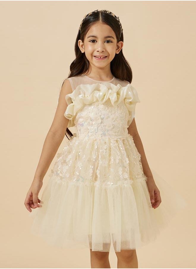 Styli Embellished Ruffled Detail Sleeveless Dress  - Image 2