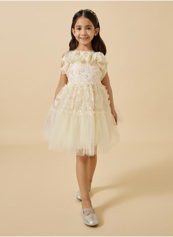 Styli Embellished Ruffled Detail Sleeveless Dress  - Image 3