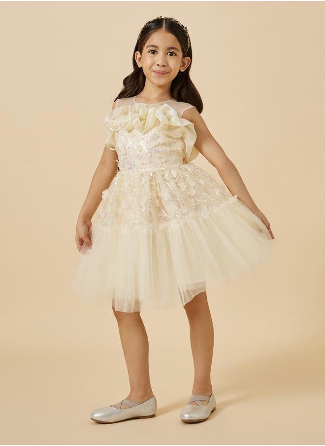 Styli Embellished Ruffled Detail Sleeveless Dress  - Image 1