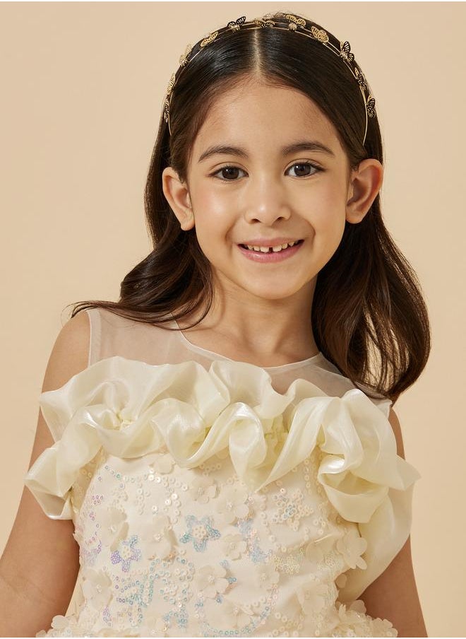 Styli Embellished Ruffled Detail Sleeveless Dress  - Image 4
