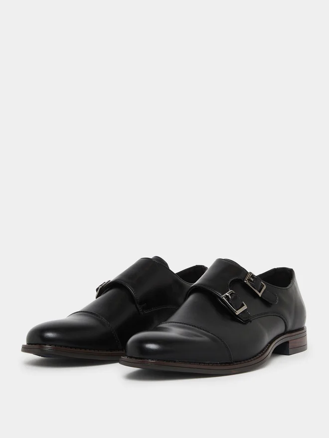 ستايلي Men Black Monk Strap Formal Shoes