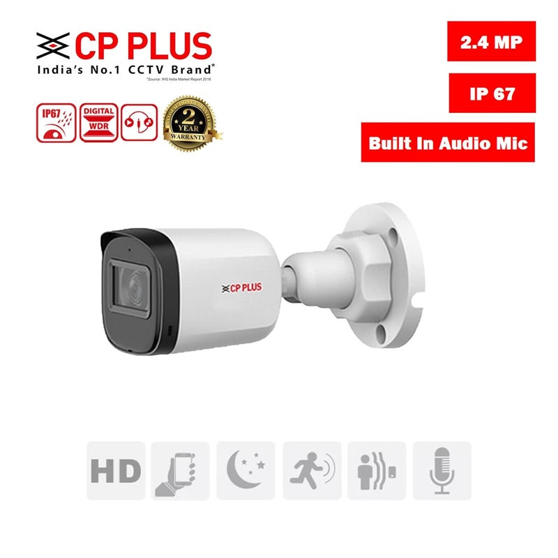 Clocite CP Plus 2.4MP 4 Channel DVR, 2.4MP 2 Dome & 1 Bullet Cameras (Audio Recording) [Night Vision + Built-in MIC Audio + Crystal IR LEDs + Motion Detection] + 1 TB HDD + 4 CH SMPS + CCTV Cable + BNC/DC - Image 2