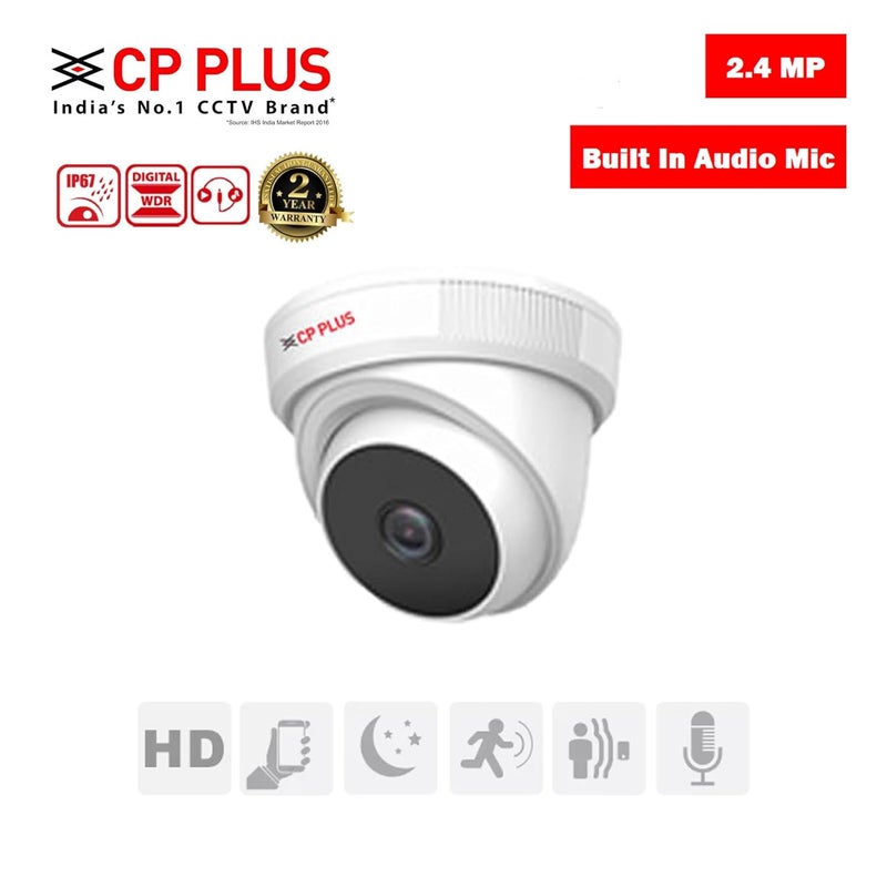Clocite CP Plus 2.4MP 4 Channel DVR, 2.4MP 2 Dome & 1 Bullet Cameras (Audio Recording) [Night Vision + Built-in MIC Audio + Crystal IR LEDs + Motion Detection] + 1 TB HDD + 4 CH SMPS + CCTV Cable + BNC/DC - Image 3