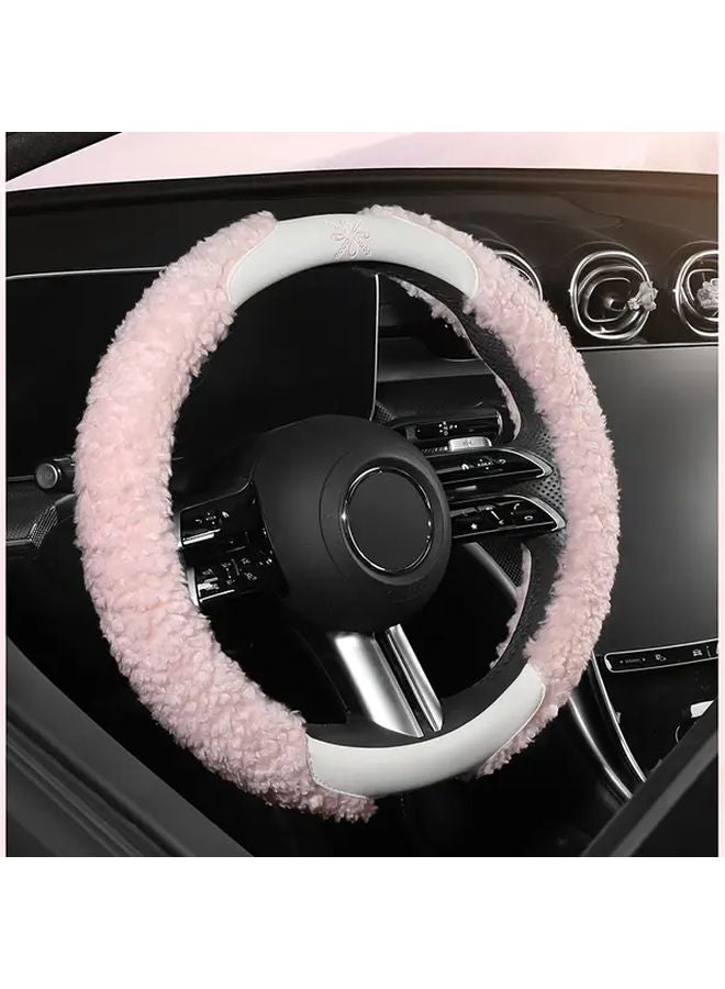 Pink Steering Wheel Cover Non Slip Warm Winter Cushioned Grip Fits Most Vehicles 36CM - Image 4