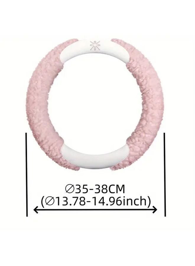 Pink Steering Wheel Cover Non Slip Warm Winter Cushioned Grip Fits Most Vehicles 36CM - Image 2
