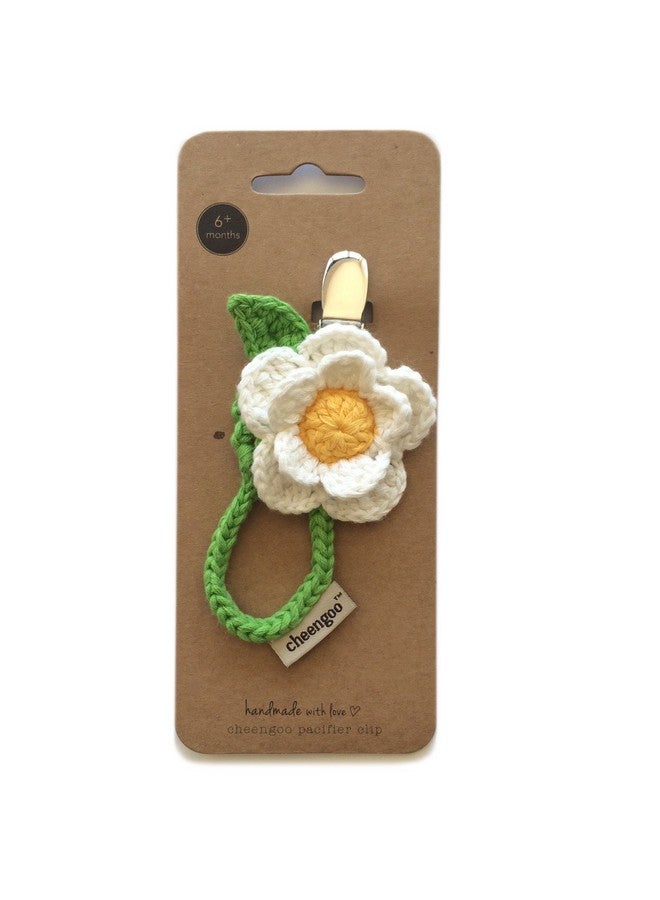 Cheengoo Organic Hand Crocheted Pacifier Clip Daisy - Image 1