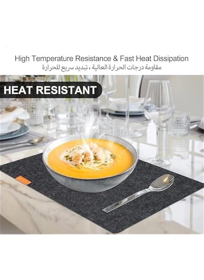 HOOKOR 24 Pcs Felt Placemats for Dining Table, Black Non-Slip and Heat-Resistant Placemats Set of 8, Contains 8 Placemats, 8 Coasters and 8 Cutlery Bags, Suitable for Gathering, Friends Party  - Image 2