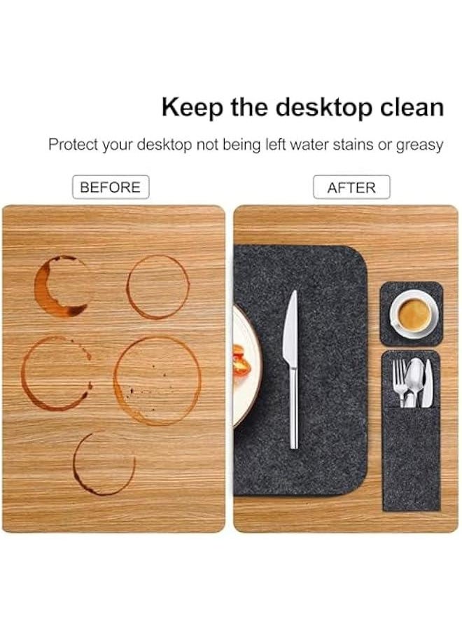 HOOKOR 24 Pcs Felt Placemats for Dining Table, Black Non-Slip and Heat-Resistant Placemats Set of 8, Contains 8 Placemats, 8 Coasters and 8 Cutlery Bags, Suitable for Gathering, Friends Party  - Image 3