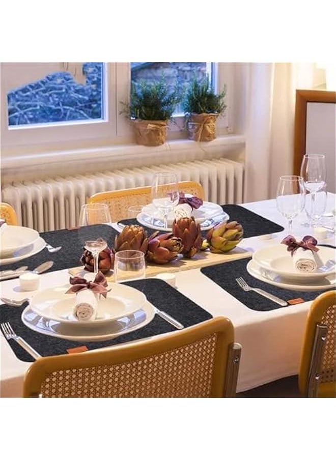 HOOKOR 24 Pcs Felt Placemats for Dining Table, Black Non-Slip and Heat-Resistant Placemats Set of 8, Contains 8 Placemats, 8 Coasters and 8 Cutlery Bags, Suitable for Gathering, Friends Party  - Image 5