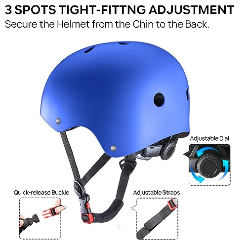 JBM Skateboard Helmet - Lightweight, Adjustable & Ventilated Helmet for Scooter, Roller Skate, Inline Skate - Image 4