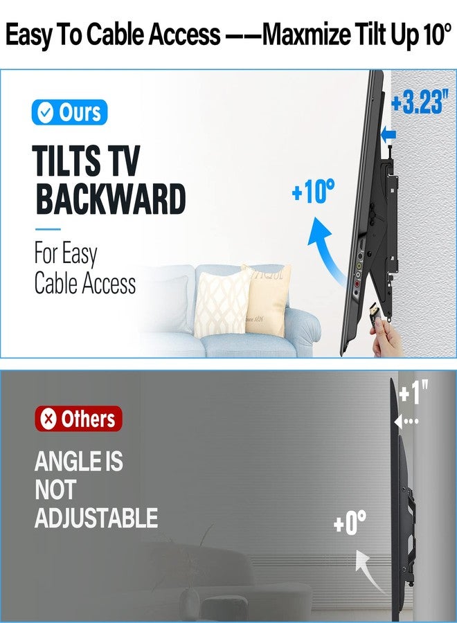 MOUNTUP TV Wall Mount for Most 37-86" TVs, Tilting TV Mount Bracket with Level Adjustment Fits 16" 24" Studs Easy for TVs Centering, Wall Mount Bracket Max VESA 800x400mm, 120 LBS Loading, MU0017 - Image 4