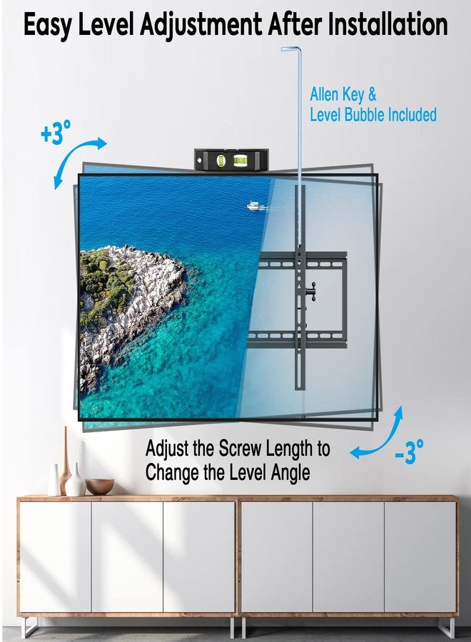 MOUNTUP TV Wall Mount for Most 37-86" TVs, Tilting TV Mount Bracket with Level Adjustment Fits 16" 24" Studs Easy for TVs Centering, Wall Mount Bracket Max VESA 800x400mm, 120 LBS Loading, MU0017 - Image 3