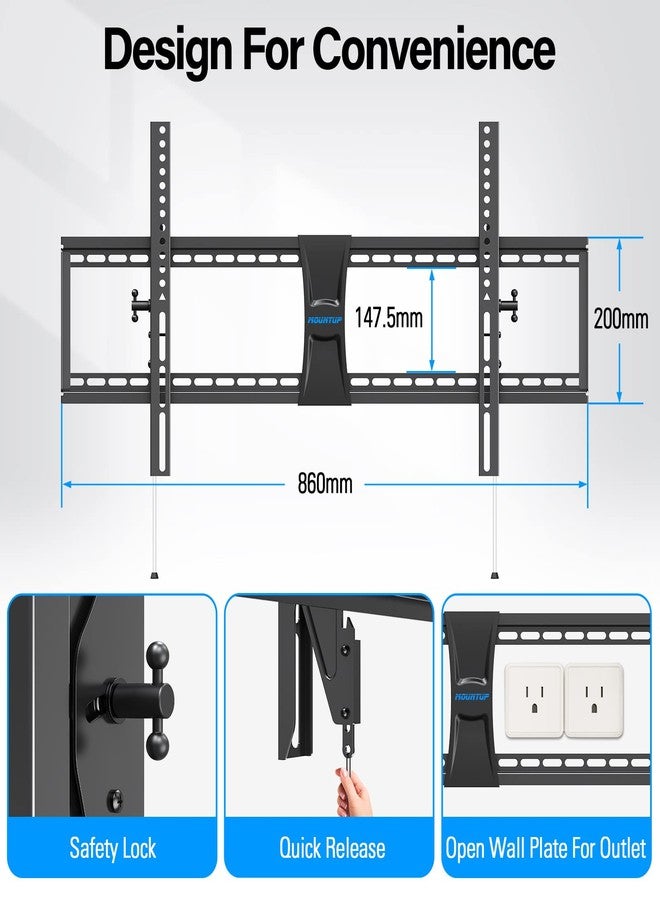 MOUNTUP TV Wall Mount for Most 37-86" TVs, Tilting TV Mount Bracket with Level Adjustment Fits 16" 24" Studs Easy for TVs Centering, Wall Mount Bracket Max VESA 800x400mm, 120 LBS Loading, MU0017 - Image 5