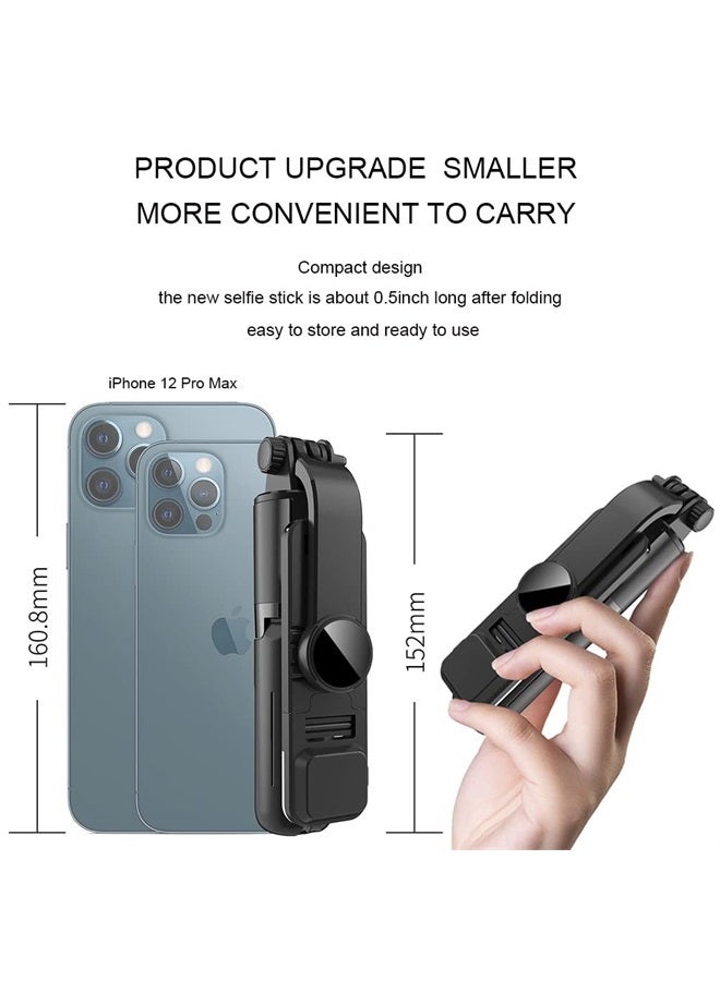 KOMI Selfie Stick Tripod with Fill Light - Extendable Tripod Stand Phone Tripod Portable with Detachable Wireless Remote Shutter Compatible with iPhone Samsung Android Cameras(Mini Black+Light) - Image 3