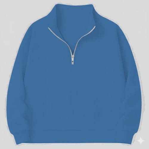 Mack Jonney Women’s Fleece Half-Zip Sky Blue Color High Neck Sweatshirt | Warm & Stylish Winter Wear -M4799 - Image 2