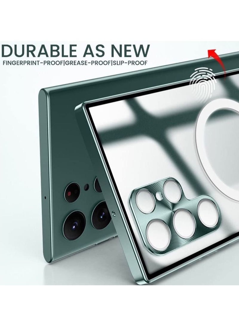 Magnetic Wireless Charging Case For Samsung Galaxy S22 Ultra Metal Bumper Aluminum Transparent Phone Cover - Image 5