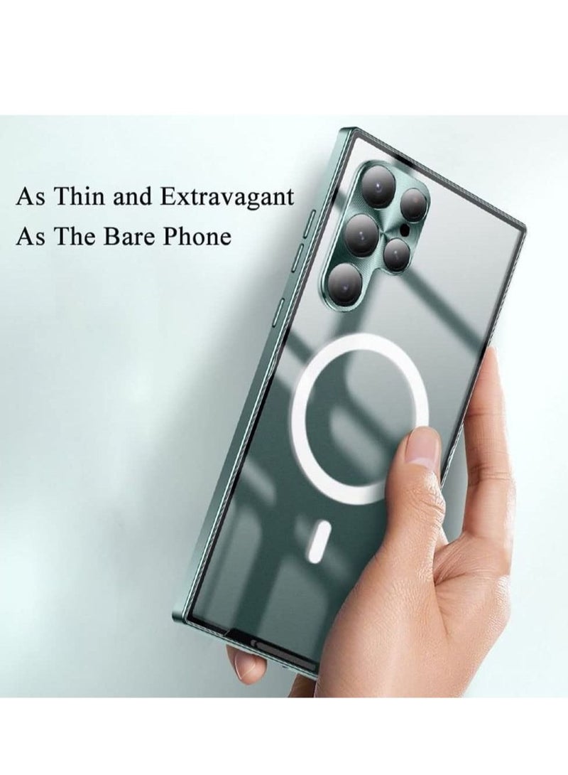 Magnetic Wireless Charging Case For Samsung Galaxy S22 Ultra Metal Bumper Aluminum Transparent Phone Cover - Image 2