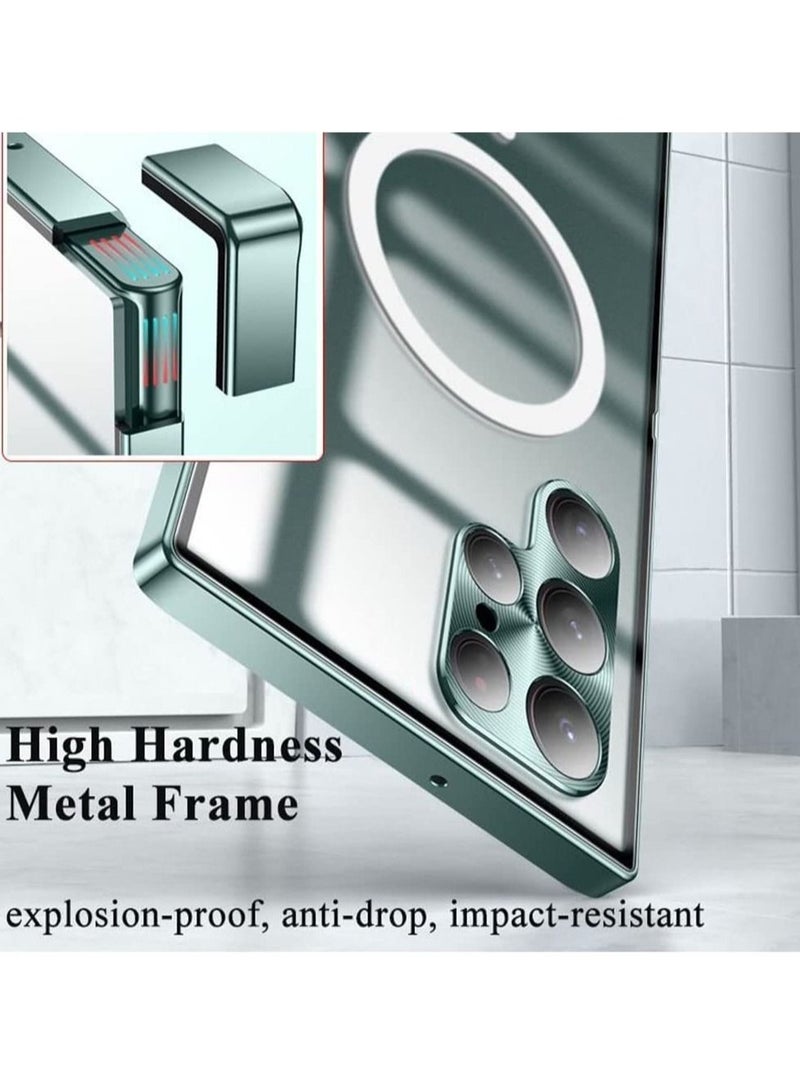 Magnetic Wireless Charging Case For Samsung Galaxy S22 Ultra Metal Bumper Aluminum Transparent Phone Cover - Image 4