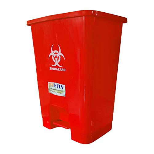 PUFFIN Pedal Dustbin 30 Liter Plastic Red Color - Image 5