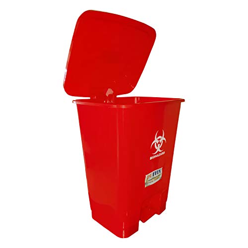 PUFFIN Pedal Dustbin 30 Liter Plastic Red Color - Image 2