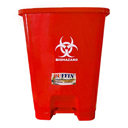 PUFFIN Pedal Dustbin 30 Liter Plastic Red Color - Image 1