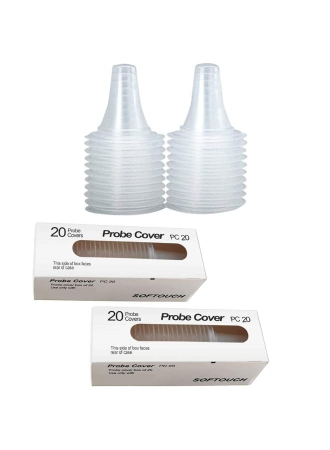 شابية 40 قطعة - أغطية مجسات ترمومتر الأذن للاستخدام مرة واحدة، سدادات أذن ناعمة ومريحة، بدون تلامس، فلاتر عدسة ترمومتر الأذن البديلة لجميع أجهزة ترمومتر براون الرقمية - Image 1