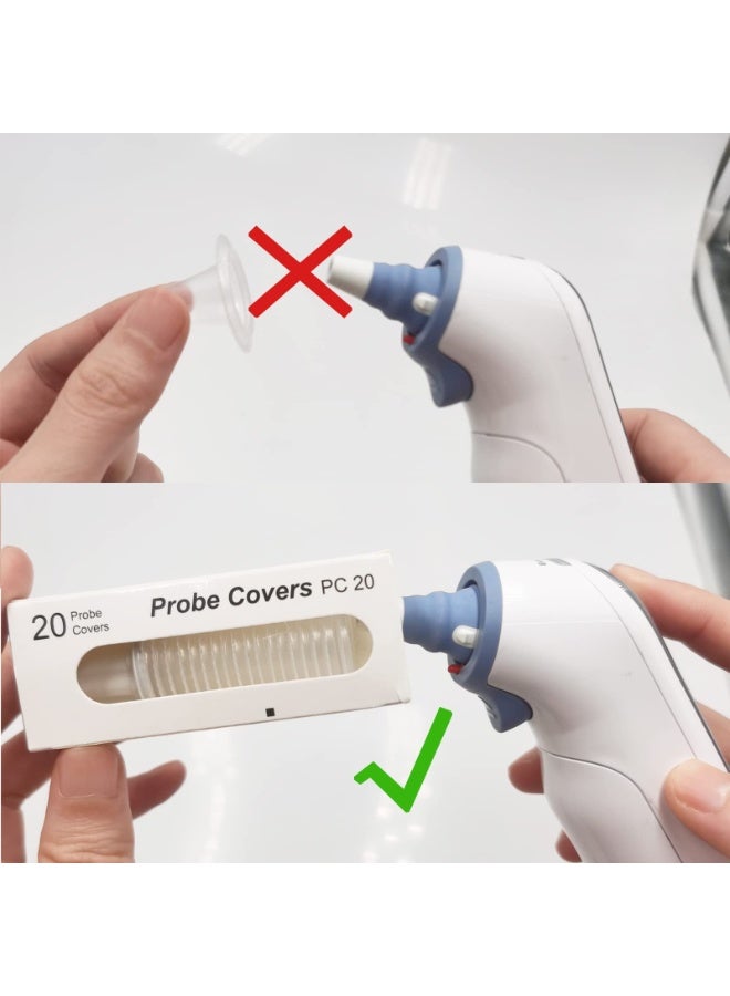 شابية 40 قطعة - أغطية مجسات ترمومتر الأذن للاستخدام مرة واحدة، سدادات أذن ناعمة ومريحة، بدون تلامس، فلاتر عدسة ترمومتر الأذن البديلة لجميع أجهزة ترمومتر براون الرقمية - Image 5