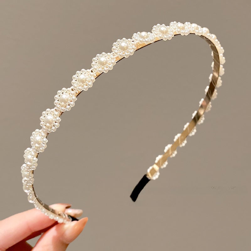 Generic Kids Pearl Headband Princess Elegant Hairband 8# small chrysanthemum