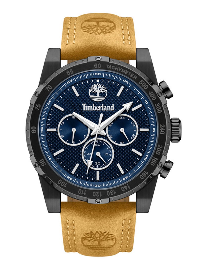 Timberland Men Stonington Blue Dial Leather Strap Multifunction Watch for Men, 45mm - Image 1