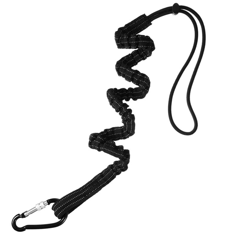 LEIFIDE 1 Pc Tool Lanyard Standard Length Safety Tool Leash 176lb 8kg Tough Adjustable Fall Protection Tether with Aluminum Screw Lock Buckle Shock Cord Stopper and Retractable Loop End Black