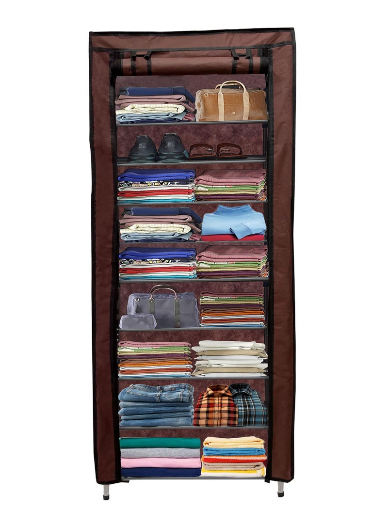 RAXON WORLD 9 Layer Metal Brown Space-Saver Collapsible Wardrobe: Maximize Your Space with Style - Image 5