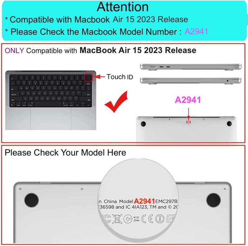 Gioia Bazaar Compatible with MacBook Air 15 inch Case Cover 2023 Release A2941 M2 Chip, Protective Plastic Hard Shell Case Cover (Matt Navy Blue) - Image 2